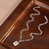 925 Silver CZ Chain Choker Necklace For Women Fine Jewelry