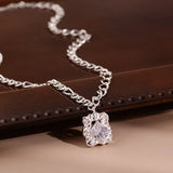 925 Silver CZ Chain Choker Necklace For Women Fine Jewelry