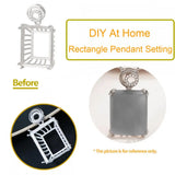 925 Silver Rectangle Pendant Setting for 17X21mm Gemstone