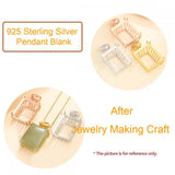 925 Silver Rectangle Pendant Setting for 17X21mm Gemstone