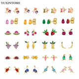 925 Silver Colorful Zircon Stud Earrings For Women
