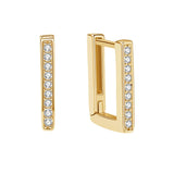 925 Silver Rectangle Hoops Earrings CZ Square Geometric 18K Plated Women Jewelry