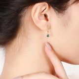 925 Silver Rectangle Stud Earrings Zircon Geometric Asymmetrical