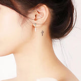925 Silver Rectangle Stud Earrings Zircon Geometric Asymmetrical