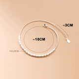 925 Silver Rectangular Geometry Anklet - Summer Female Bracelet