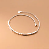 925 Silver Rectangular Geometry Anklet - Summer Female Bracelet