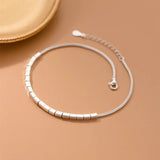 925 Silver Rectangular Geometry Anklet - Summer Female Bracelet