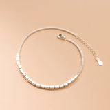 925 Silver Rectangular Geometry Anklet - Summer Female Bracelet