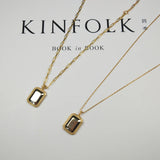 925 Silver Rectangular Mirror Pendant Necklace Geometric Women Necklaces