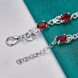 925 Silver Red Zircon Rabbit Chain Bracelet Women Party Engagement
