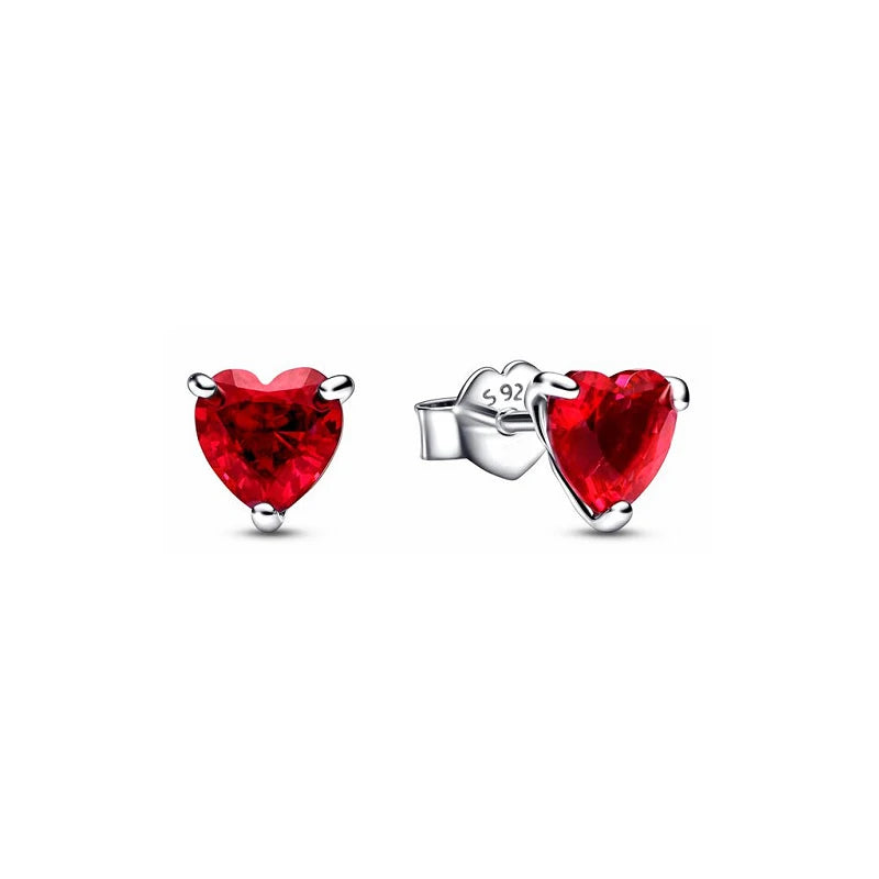 925 Silver Red Crystal Heart Jewelry Set Birthday Gift