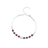925 Silver Red Crystal Bead Charm Bracelet for Women