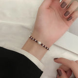 925 Silver Red Crystal Bead Charm Bracelet for Women