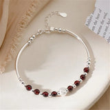 925 Silver Red Crystal Bead Charm Bracelet for Women