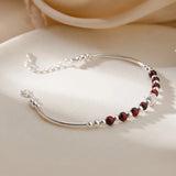 925 Silver Red Crystal Bead Charm Bracelet for Women