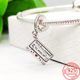 925 Sterling Silver Red Enamel Cassette Dangle Charm for Bracelet