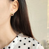925 Silver Red Resin Cabochon Stud Earrings
