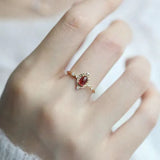 925 Silver Red Heart Agate Ring Vintage Jewelry Gift For Women