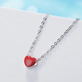 925 Silver Red Heart Choker Necklace Wedding Gift
