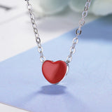 925 Silver Red Heart Choker Necklace Wedding Gift