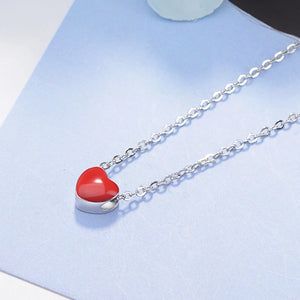925 Silver Red Heart Choker Necklace Wedding Gift