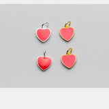 925 Silver Red Heart Decoration Charms for Jewelry Making