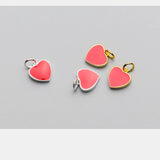 925 Silver Red Heart Decoration Charms for Jewelry Making