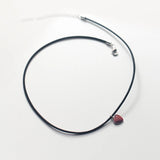 925 Silver Red Heart Necklace Leather Choker