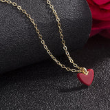 925 Silver Red Heart Pendant 18K Chain Necklaces