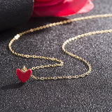 925 Silver Red Heart Pendant 18K Chain Necklaces