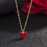 925 Silver Red Heart Pendant 18K Chain Necklaces