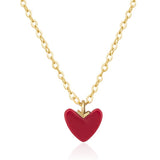 925 Silver Red Heart Pendant 18K Chain Necklaces