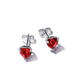 925 Silver Red Heart Stud Earrings for Women Mother's Jewelry