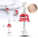 925 Silver Red Mailbox Beads Charm For Bracelet DIY Woman Gift