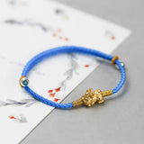 925 Silver Red Rope Bracelet Pixiu Tibetan Knots Charm Bracelet