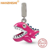 925 Silver Red Shark Dangle Charm Bead Bracelet Jewelry Gift