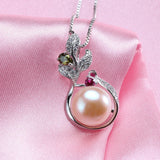 925 Silver Red & Yellow Zircon & Pearl Pendant Wedding Jewelry Women