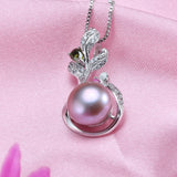 925 Silver Red & Yellow Zircon & Pearl Pendant Wedding Jewelry Women