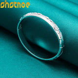 925 Silver Flower Bangle Bracelet For Women Wedding Jewelry