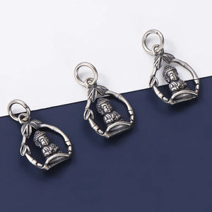 925 Silver Buddha Bamboo Dangler Charm Necklace Bracelets