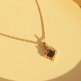 925 Silver Agate Cube Choker Necklace Pendant 14K Plate Wedding Party Jewelry