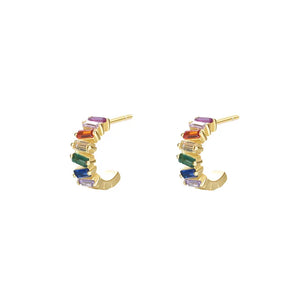 925 Silver Zircon Stud Earrings Retro Colored for Women Girl