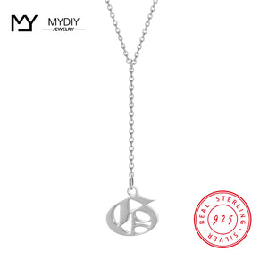 925 Sterling Silver Retro Letter Necklace Pendant Gift Jewelry