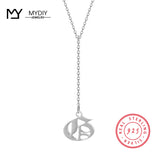 925 Sterling Silver Retro Letter Necklace Pendant Gift Jewelry