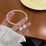 925 Silver Double Bell Rope Cuff Bangle Bracelet