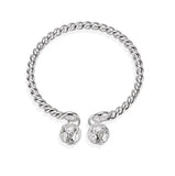925 Silver Double Bell Rope Cuff Bangle Bracelet