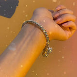 925 Silver Double Bell Rope Cuff Bangle Bracelet