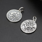925 Silver Portrait Charm Pendant Literary Style Lucky Coin TSP228