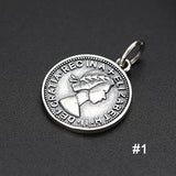 925 Silver Portrait Charm Pendant Literary Style Lucky Coin TSP228