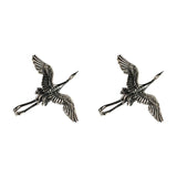 925 Silver Crane Stud Earrings Chinese Style Jewelry